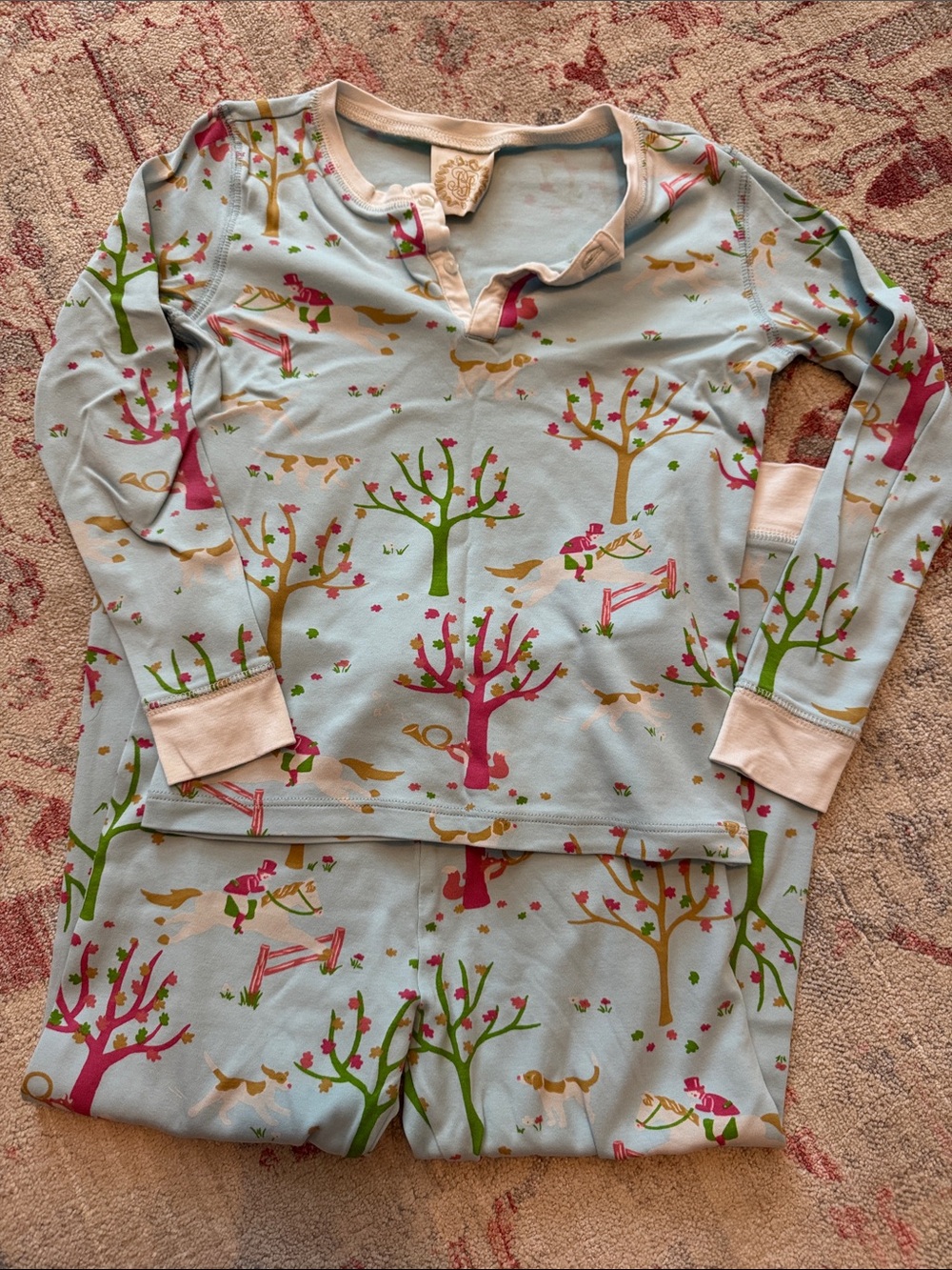 The Beaufort Bonnet Company Light Blue Tree & Bird Pajama Set